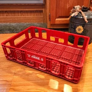 Vintage Coca Cola Red Plastic Stackable Carrying Tray Crate Logo Bin Case